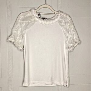 Kobi Halperin Betsy Ruffle Trim Top White Size XS NWT Boho Romantic